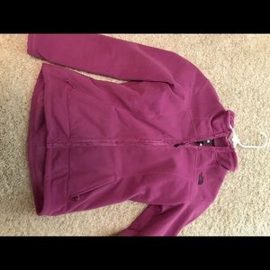 Pinkish purple fur lined north face